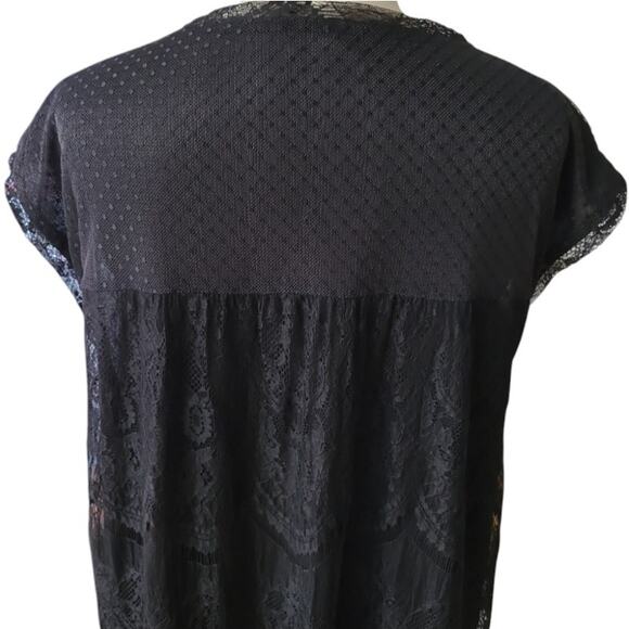 Garnet Hill Floral Lace Tiered Fringe Dress Size XL Black Boho Whimsigoth Witchy - Picture 5 of 13